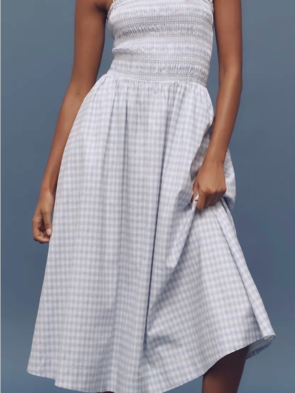 Reformation Kerrie Midi Dress on blue and whites Gingham - Picture 5 of 5